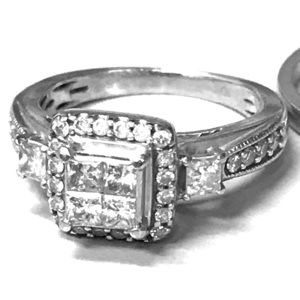 14K white gold engagement ring - 1 carat diamond